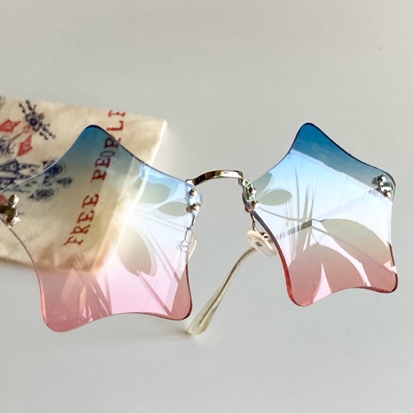 Free People Rockstar Rimless Sunglasses Color: Fire cracker - Picture 4 of 10